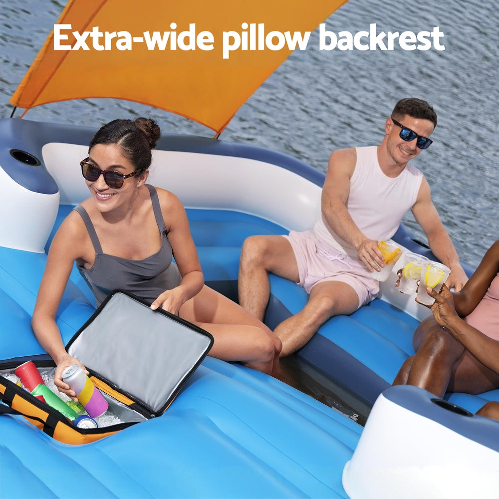 Bestway Pool Float Island Inflatable Lounge 6-person Raft Seat Canopy