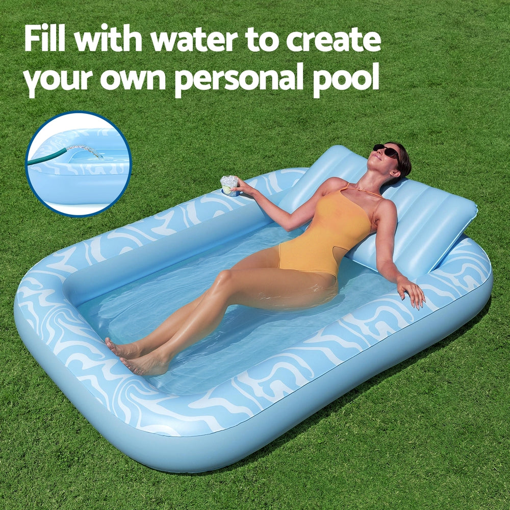 Bestway Float Floating Seat Pool Lounger Inflatable Lounge Chair Bed Pillow Cup Holder 2.03MX1.37M