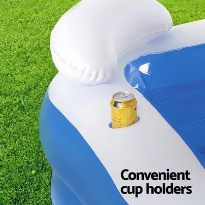 Bestway Kids Inflatable Pool Above Ground Pools Seat Cushions Cup Holder 213x206cm