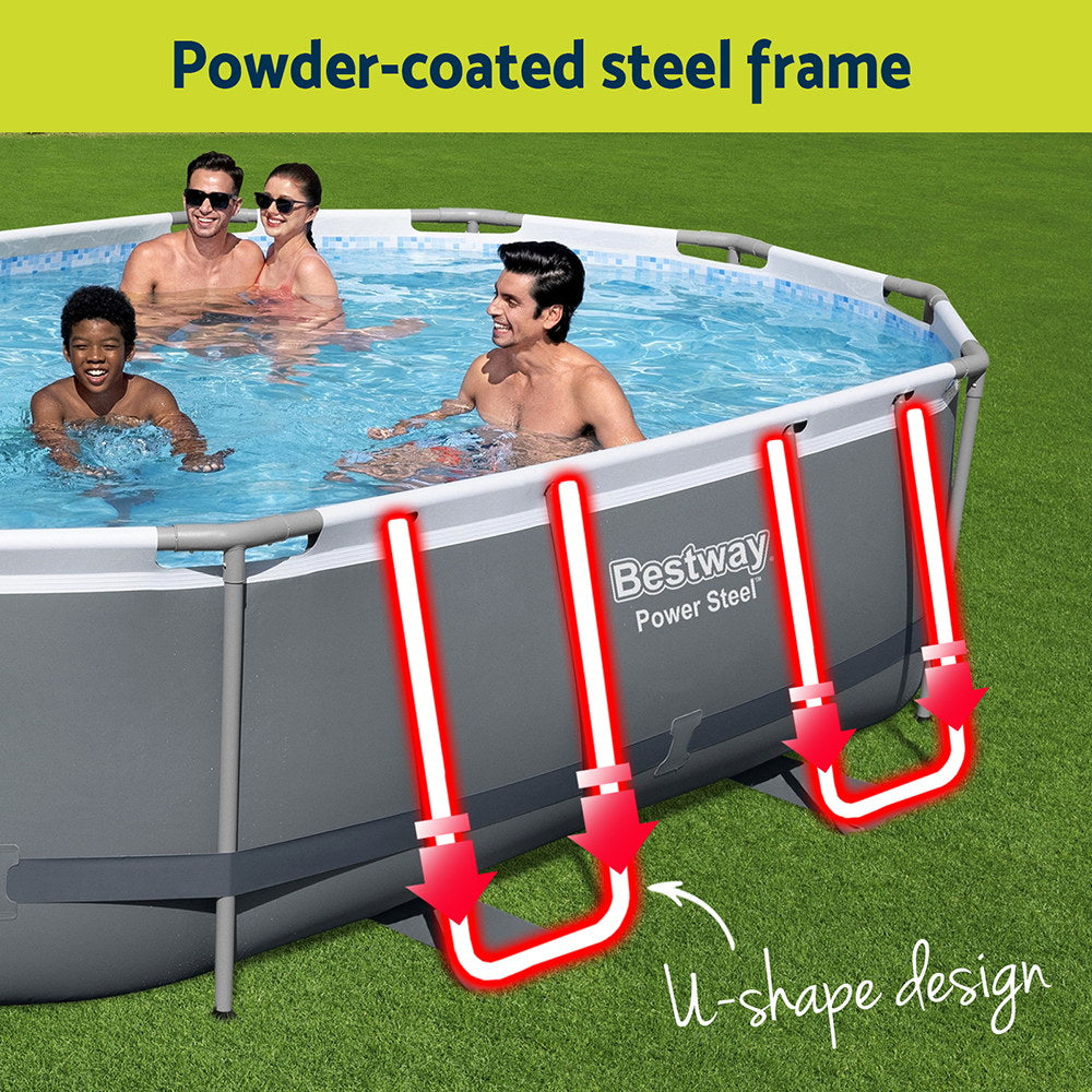 Bestway 488x305x107cm Swimming Pool Steel Frame Set w/ Pump Filter Ladder Cover