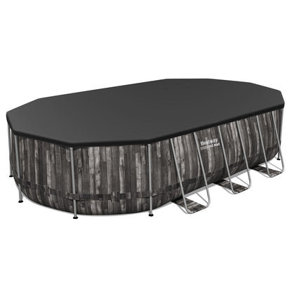 Bestway Swimming Pool Steel Frame Pool Set 6.1x3.66m w/ Filter Pump Ladder Cover