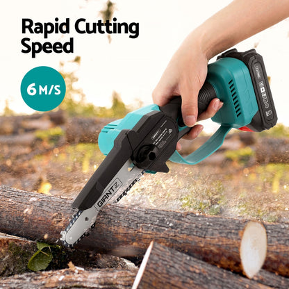 Giantz 6inches Mini Cordless Electric Chainsaw Rechargeable Wood Cutter