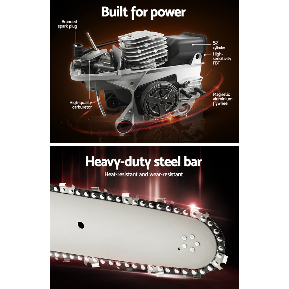 Giantz Chainsaw Petrol 92CC 24inches Bar Commercial E-Start Pruning Chain Saw