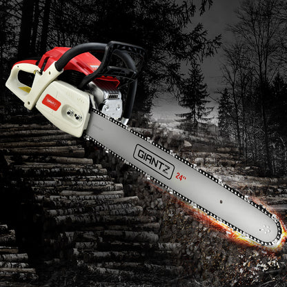 Giantz Chainsaw Petrol 92CC 24inches Bar Commercial E-Start Pruning Chain Saw