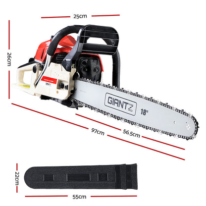 Giantz Chainsaw Petrol 75CC 18inches Bar Commercial E-Start Pruning Chain Saw