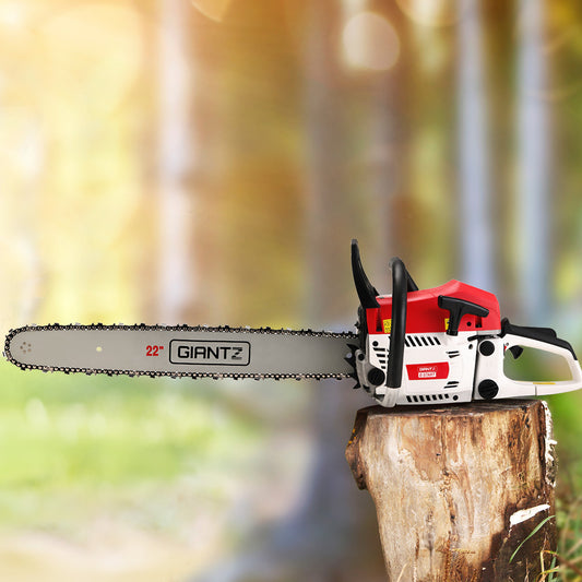 Giantz Chainsaw Petrol 62CC 22inches Bar Commercial E-Start Pruning Chain Saw