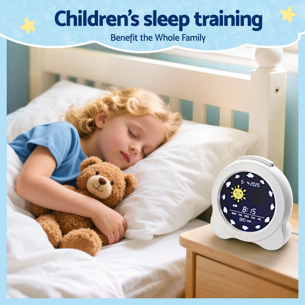 Artiss 3.8inches Digital Day Clock Calendar Alarm LCD Display White