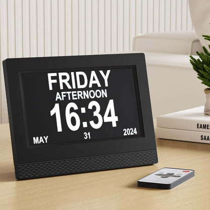 Artiss 7inches Digital Day Clock Calendar Alarm Black
