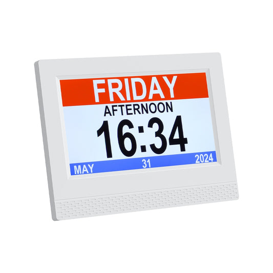 Artiss 7inches Digital Day Clock Calendar Alarm White