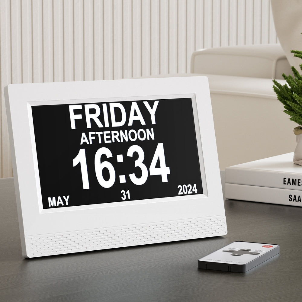 Artiss 7inches Digital Day Clock Calendar Alarm White