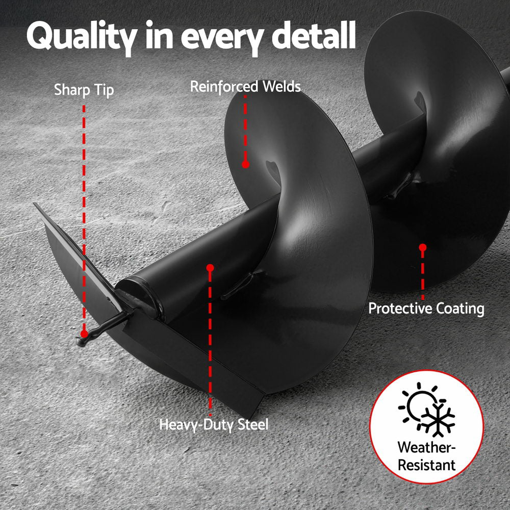 Giantz Post Hole Digger Auger Drill Bit 300mm with 80cm Extension Shaft Black