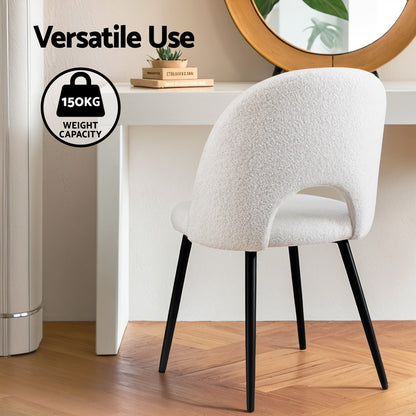 1 Set of 4 Artiss Dining Chair Boucle Sherpa