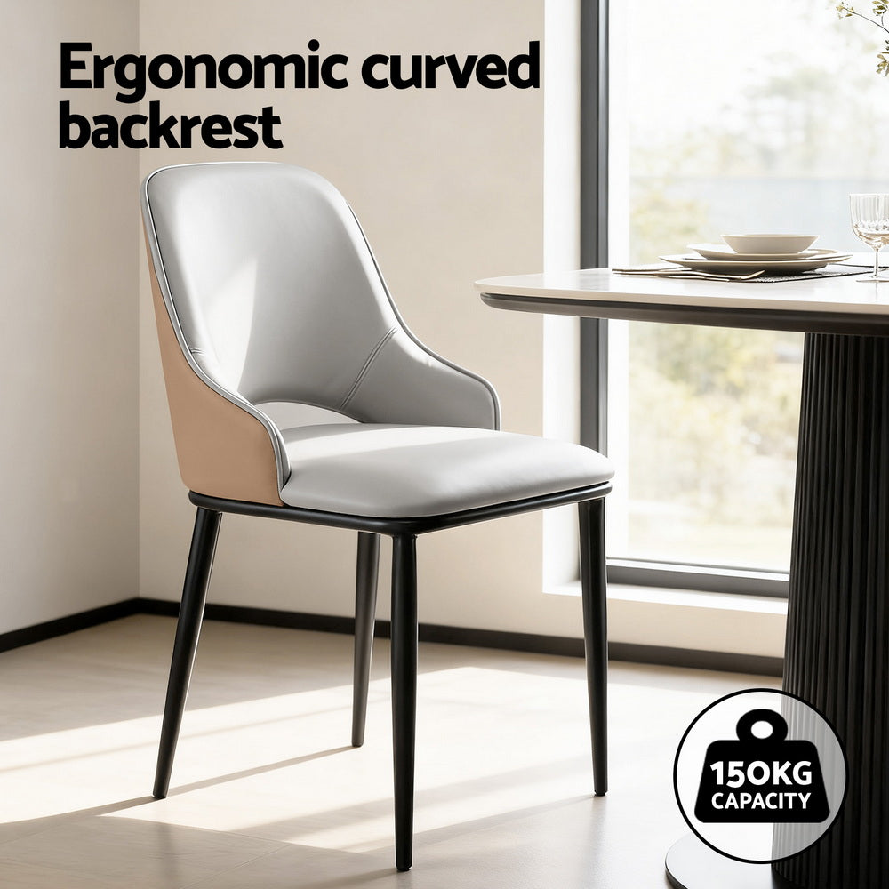 Artiss 4x Dining Chairs Hollow PU Leather Kitchen Lounge Cafe Accent Chair Grey