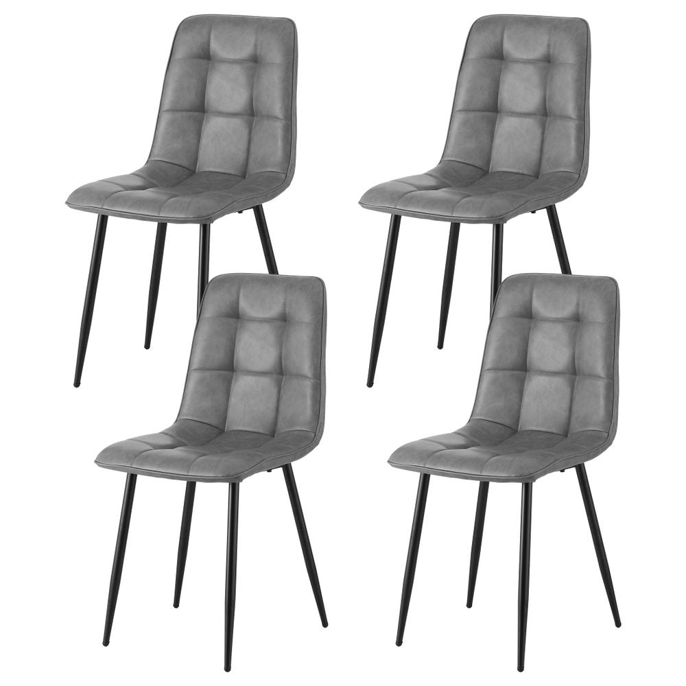 Artiss 4x Dining Chairs Retro PU Leather Kitchen Lounge Cafe Accent Chair Grey