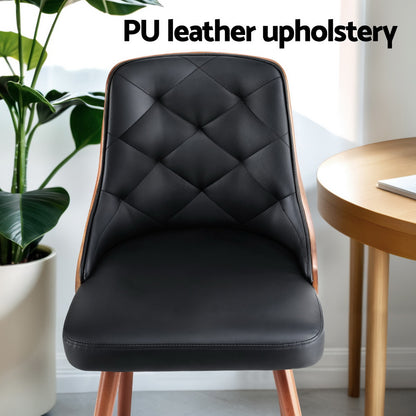 1 Set of 4 Artiss Dining Chairs Black PU