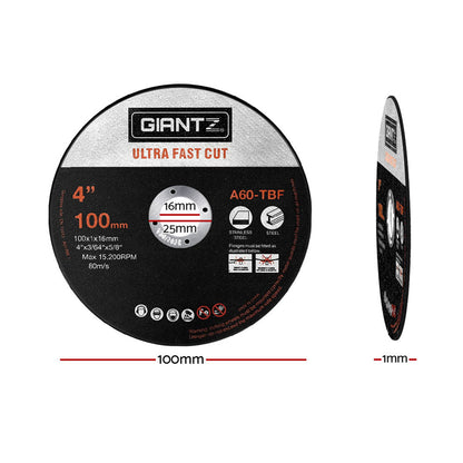 Giantz 25-Piece Cutting Discs 4inches 100mm,Giantz 25pcs 4inches Cutting Discs 100mm Angle Grinder Thin Cut Off Wheel for Metal