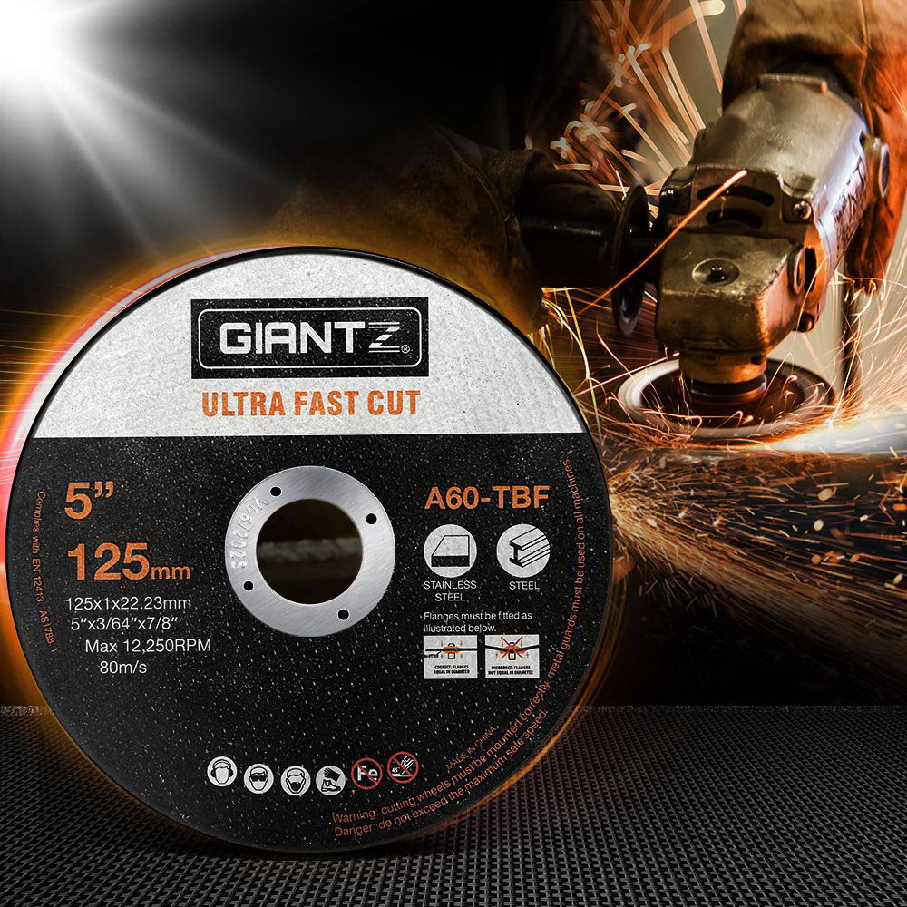 Giantz 200-Piece Cutting Discs 5inches 125mm,Giantz 200pcs 5inches Cutting Discs 125mm Angle Grinder Thin Cut Off Wheel for Metal