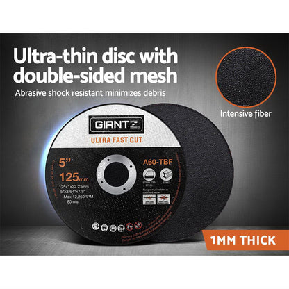 Giantz 50-Piece Cutting Discs 5inches 125mm Angle Grinder Thin Cut Off Wheel Metal