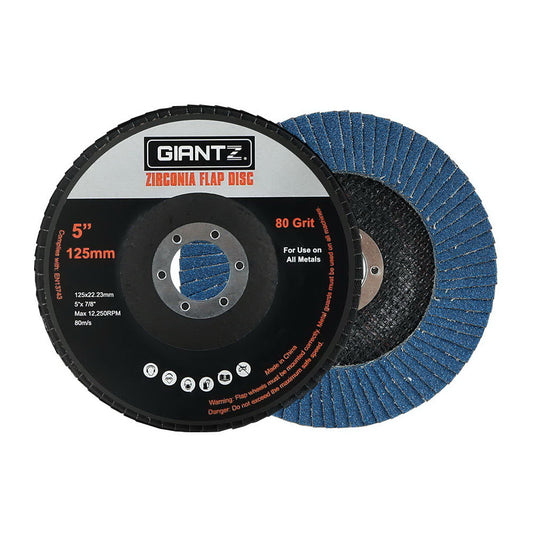 Giantz 100 PCS Zirconia Sanding Flap Disc 5inches 125mm 80Grit Angle Grinding Wheel