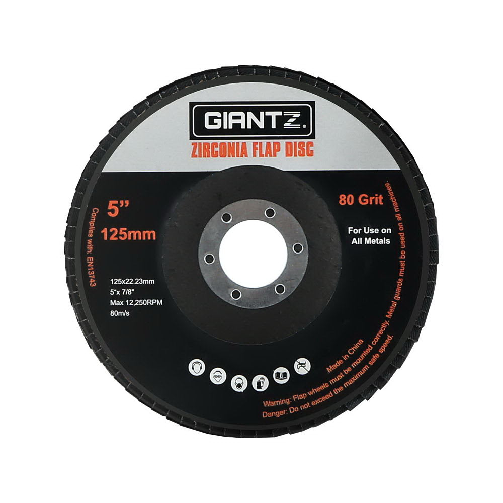 Giantz 100 PCS Zirconia Sanding Flap Disc 5inches 125mm 80Grit Angle Grinding Wheel