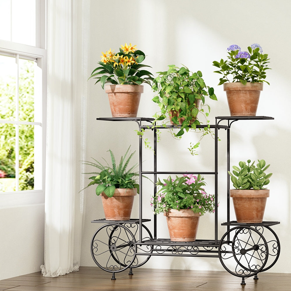 Artiss Plant Stand 6 Tier Iron 4 Wheeler metrodealsau