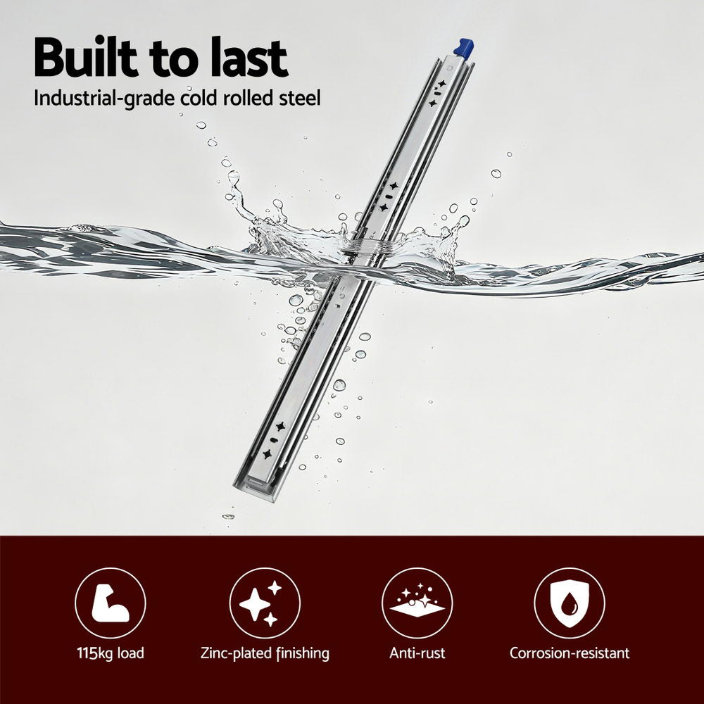 Giantz 2x Drawer Slides Heavy Duty Full Extension Locking 1150-2300mm Length