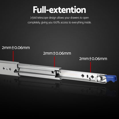 Giantz 2x Drawer Slides Heavy Duty Full Extension Locking 1150-2300mm Length