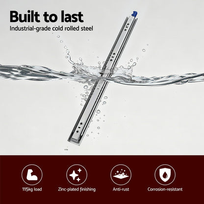 Giantz 2x Drawer Slides Heavy Duty Full Extension Locking 500-1000mm Length