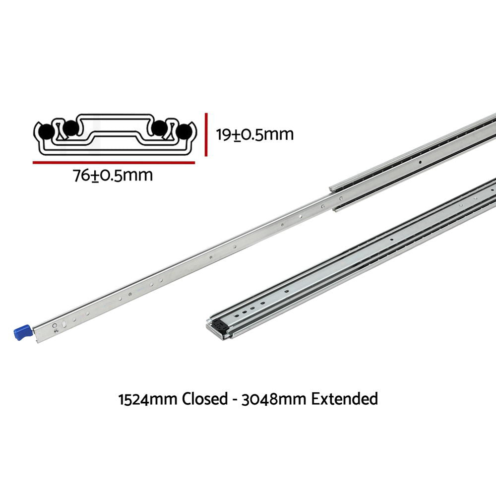 Giantz 2x Drawer Slides Full Extension Locking 227kg 1524-3048mm Length