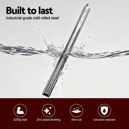 Giantz 2x Drawer Slides Full Extension Locking 227kg 1524-3048mm Length