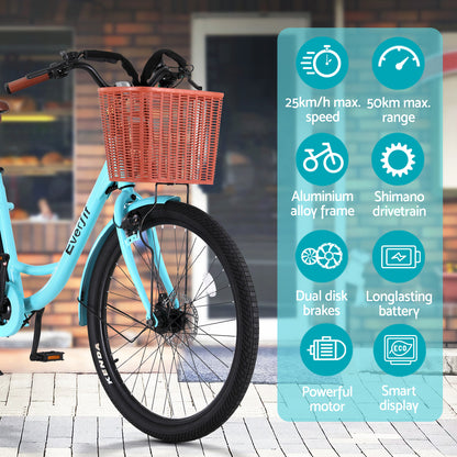 Everfit 26inches Electric Bike City Bicycle eBike e-Bike Commuter w/ Battery BL