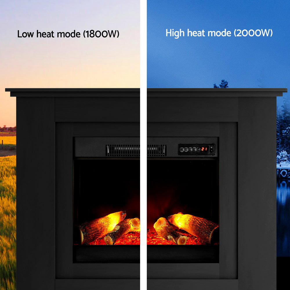 Devanti Electric Fireplace Fire Heater 2000W Black metrodealsau