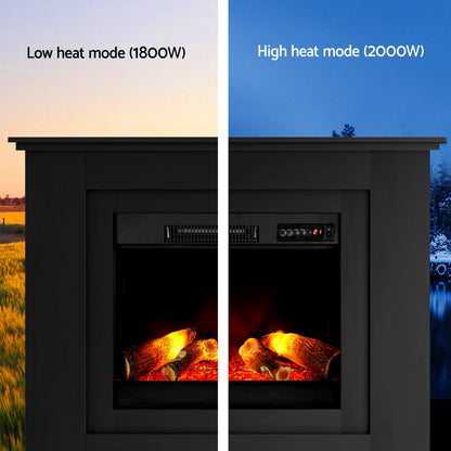 Devanti Electric Fireplace Fire Heater 2000W Black metrodealsau