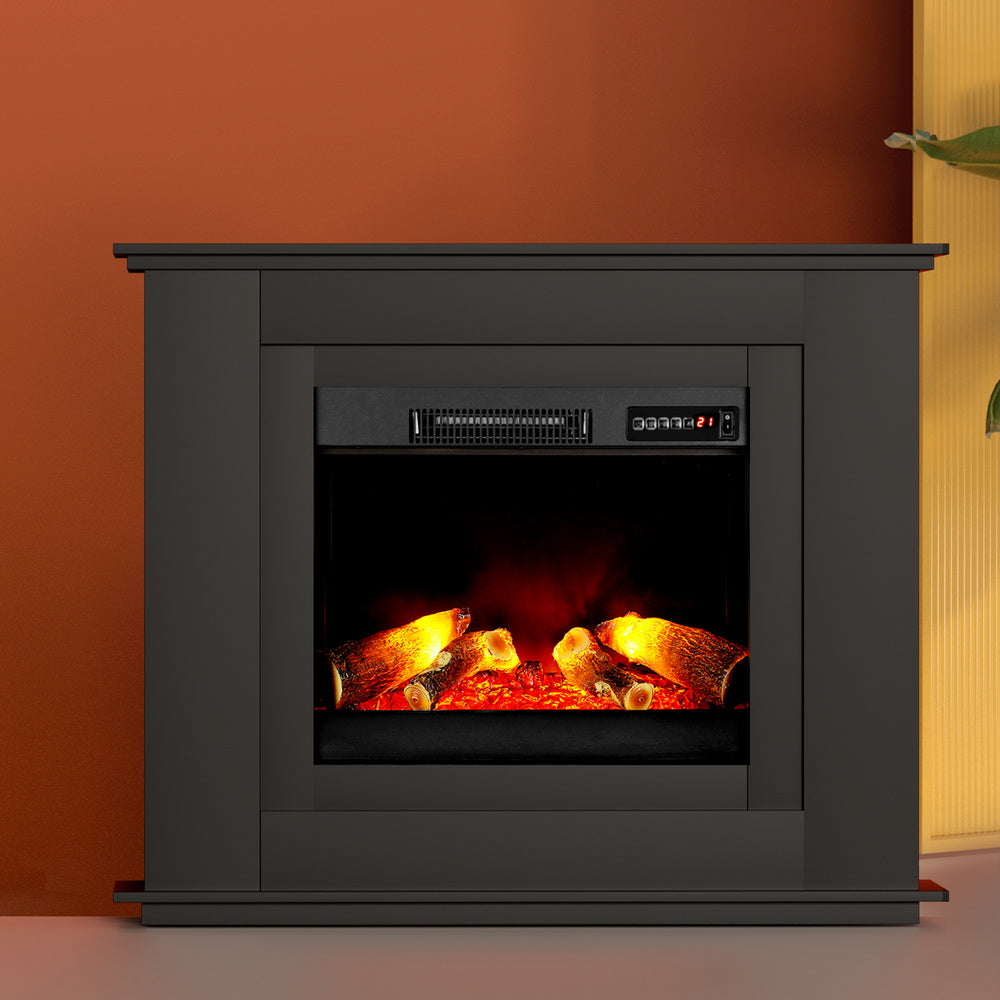 Devanti Electric Fireplace Fire Heater 2000W Black metrodealsau