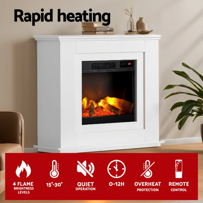 Devanti Electric Fireplace Fire Heater 2000W White metrodealsau
