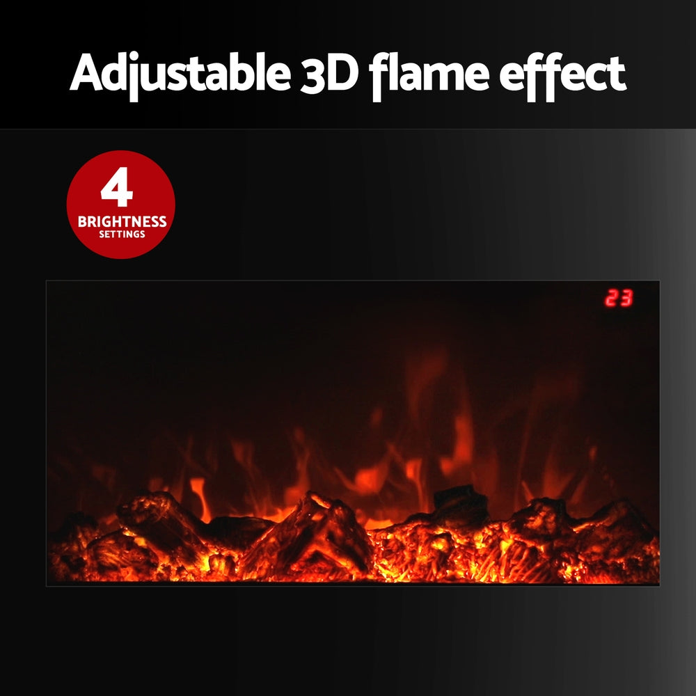 Devanti Electric Fireplace Fire Heater 2000W Black metrodealsau