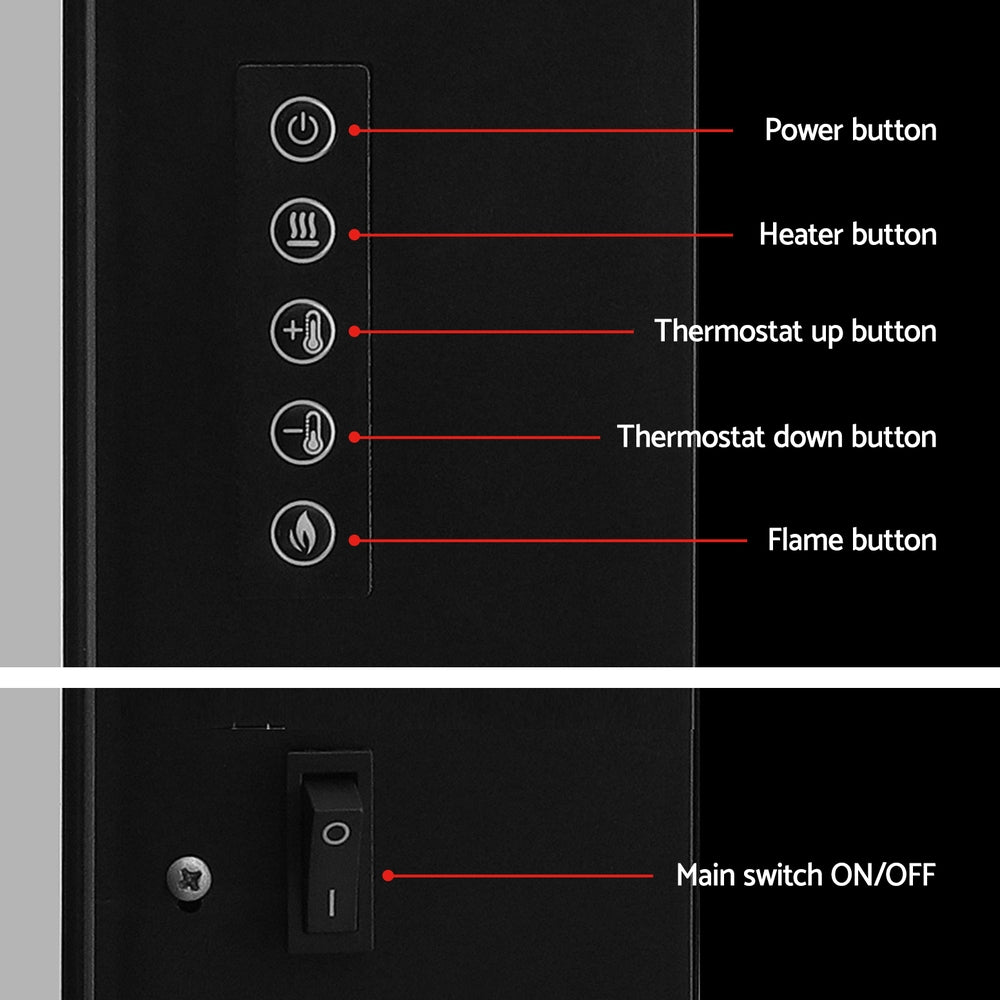 Devanti Electric Fireplace Fire Heater 2000W Black metrodealsau