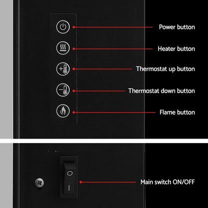 Devanti Electric Fireplace Fire Heater 2000W Black metrodealsau
