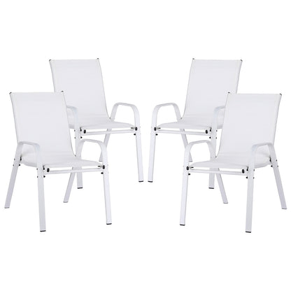 Gardeon 4PC Outdoor Dining Chairs Stackable Lounge Chair Patio Furniture White