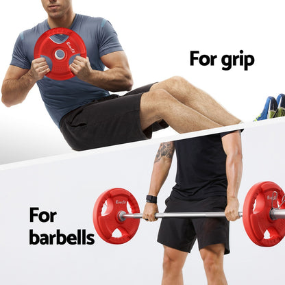 Everfit Weight Plates Olympic 15kgx2 Dumbbell Barbell Plate Weight Lifting Home Gym Red