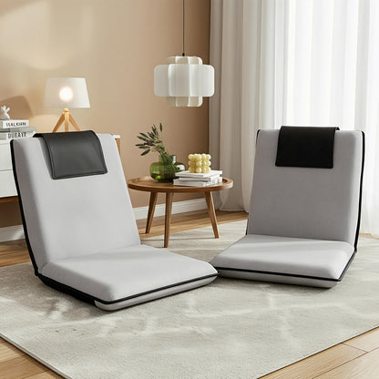 Artiss 2X Floor Lounge Sofa Bed Floor Cushion Velvet Grey