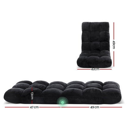 Artiss 2X Lounge Sofa Bed Flannel Fabric Black