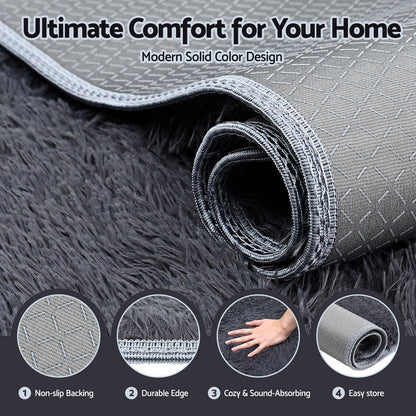 Artiss Floor Rug 160x230cm Plush Area Shaggy Rug Living Room Bedroom Carpet Grey