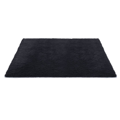 Artiss Floor Rug 200x230cm Plush Area Shaggy Rug Living Room Bedroom Carpet Black