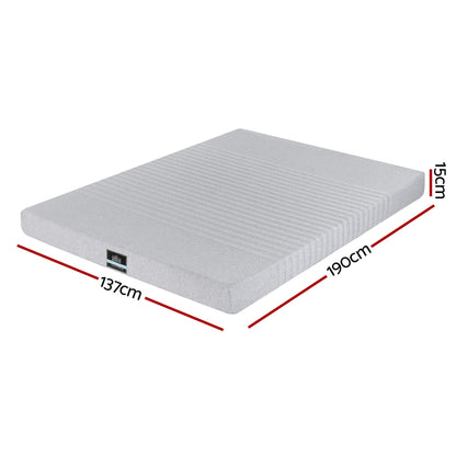 Giselle Bedding Cool Gel Memory Foam Mattress Charcoal 7-Zone Washable Bamboo Cover 15cm Double