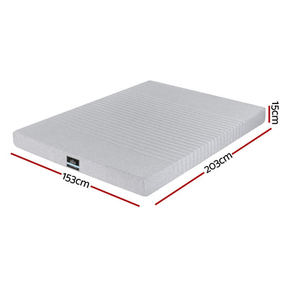 Giselle Bedding Cool Gel Memory Foam Mattress Charcoal 7-Zone Washable Bamboo Cover 15cm Queen