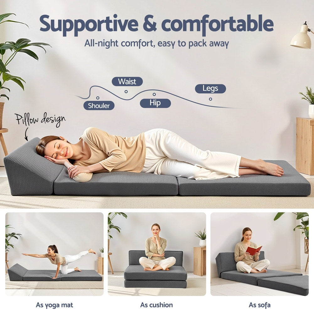 Giselle Foldable Mattress Folding Sofa Bed Trifold Sleeping Camping Cushion Mat
