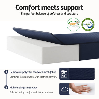 Giselle Foldable Mattress Folding Foam Mattresses Portable Floor Mat Blue Double