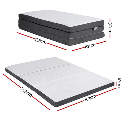 Giselle Bedding Foldable Mattress Folding Sofa Bed Tri-Fold Memory Foam Tencel Queen