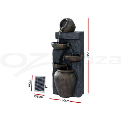 Gardeon Solar Water Feature Cascading Fountain 5 Tiered Bowl Bird Bath 99CM